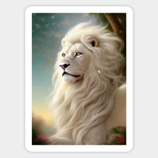 Magnificent White Lion Sticker